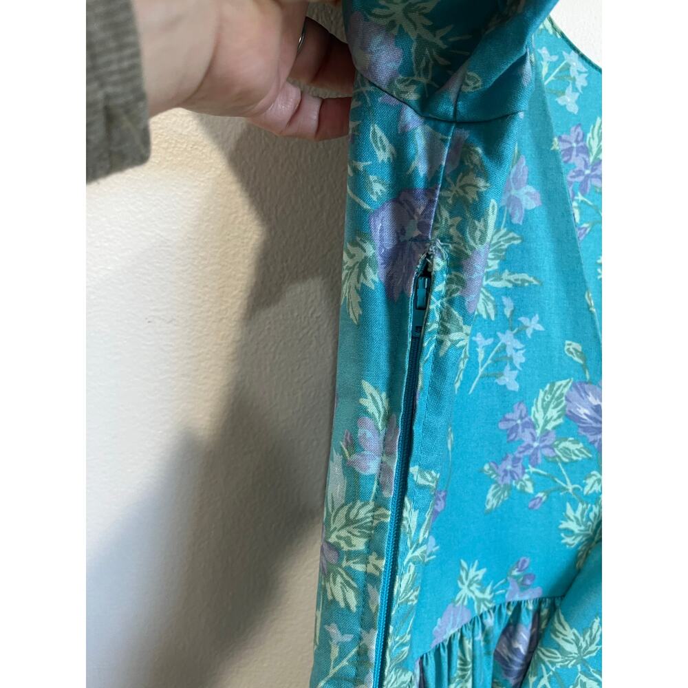 Laura Ashley Vintage 80s Cottagecore Puff Sleeve Prairie Midi Dress Size 10 - Picture 5 of 13